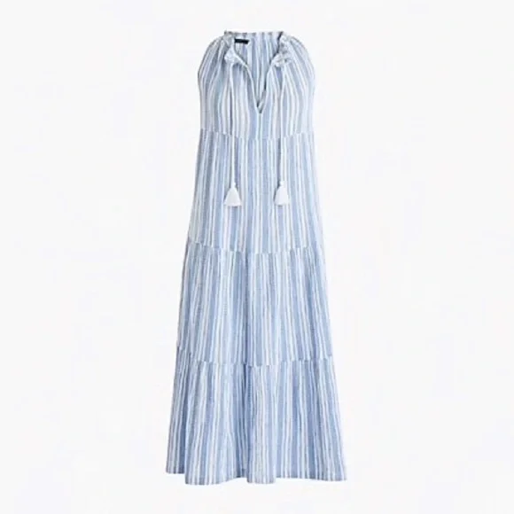 J. Crew | Dresses | J Crew Tiered Maxi Dress In Textured Stripe Nwt |  Poshmark